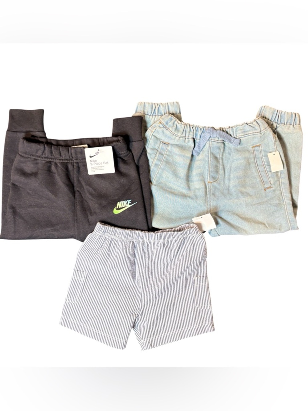 Nike Shorts + 7 For All Mankind Pants Baby Bundle 9M 24M Denim Jogger Set